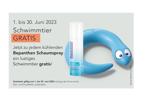 Bepanthen Schaumspray + Schwimmtier GRATIS | 01.06.-30.06.2023